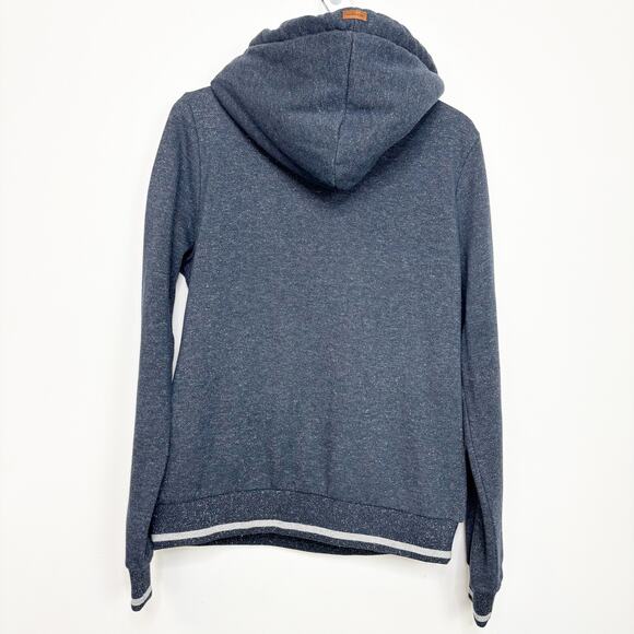 Wanakome‎ Lurex Cowl Neck Navy Heather Hooded Sweatshirt L - Picture 2 of 4